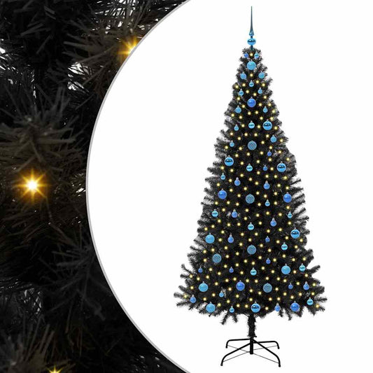 Christmas Tree with 300 LEDs with Stand Black 210 cm PVC Christmas Tree with 300 LEDs with Stand Black 210 cm PVC