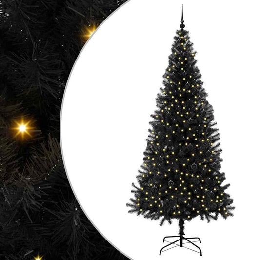 Christmas Tree with 300 LEDs with Stand Black 240 cm PVC Christmas Tree with 300 LEDs with Stand Black 240 cm PVC