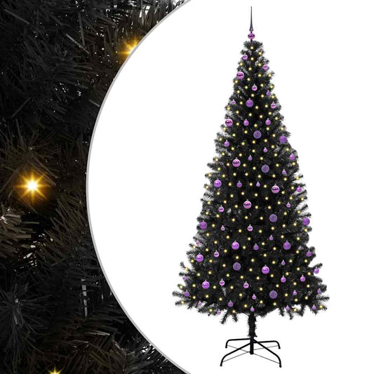 Christmas Tree with 300 LEDs with Stand Black 240 cm PVC Christmas Tree with 300 LEDs with Stand Black 240 cm PVC