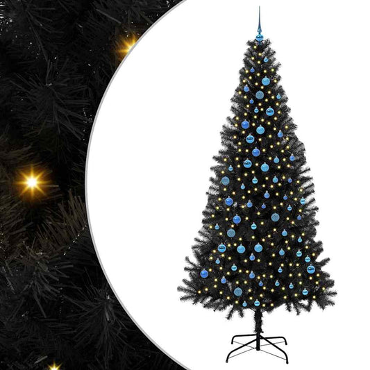 Christmas Tree with 300 LEDs with Stand Black 240 cm PVC Christmas Tree with 300 LEDs with Stand Black 240 cm PVC