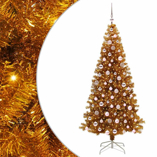 Christmas Tree with LED Light Gold 210 cm PET and Steel Christmas Tree with LED Light Gold 210 cm PET and Steel
