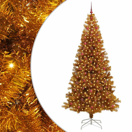 Christmas Tree with LED Light Gold 240 cm PET and Steel Christmas Tree with LED Light Gold 240 cm PET and Steel