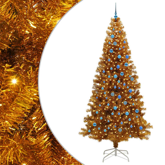 Christmas Tree with LED Light Gold 240 cm PET and Steel Christmas Tree with LED Light Gold 240 cm PET and Steel