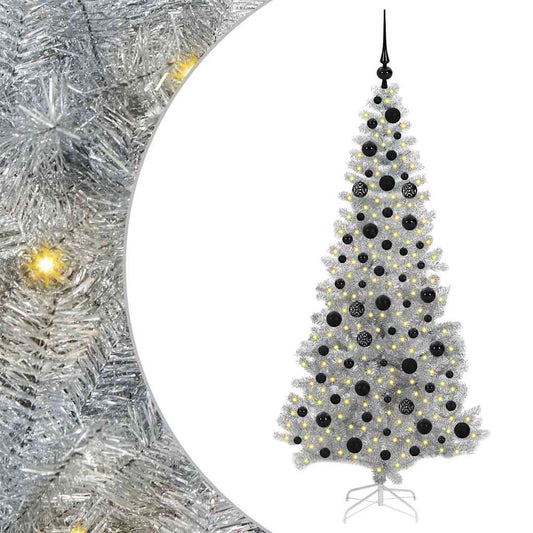 Christmas Tree with LED Light Silver 180 cm PET and Steel Christmas Tree with LED Light Silver 180 cm PET and Steel