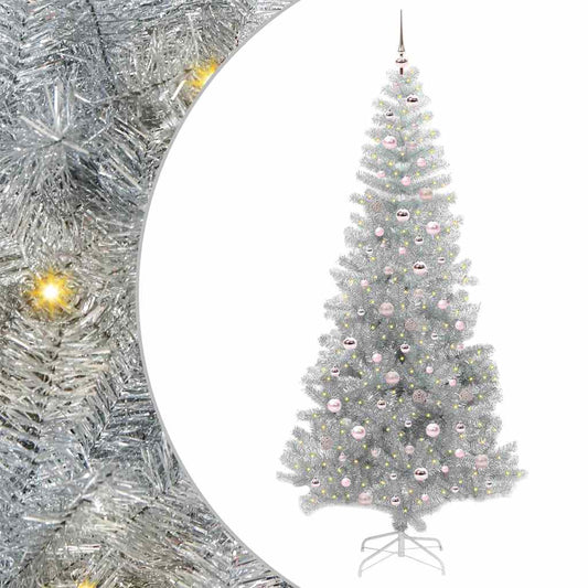 Christmas Tree with 300 LEDs with Stand Silver 240 cm PET Christmas Tree with 300 LEDs with Stand Silver 240 cm PET