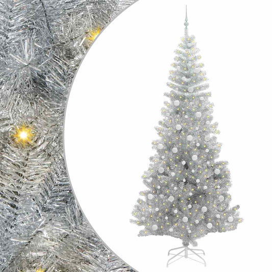 Christmas Tree with 300 LEDs with Stand Silver 240 cm PET Christmas Tree with 300 LEDs with Stand Silver 240 cm PET