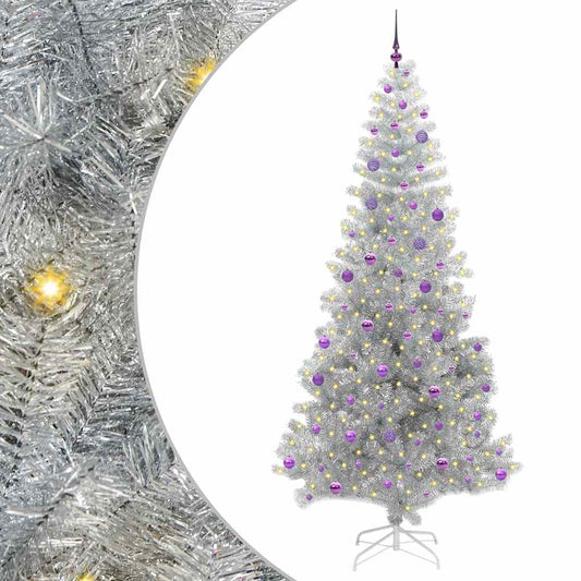 Christmas Tree with 300 LEDs with Stand Silver 240 cm PET Christmas Tree with 300 LEDs with Stand Silver 240 cm PET
