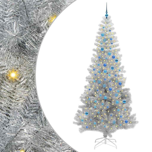 Christmas Tree with 300 LEDs with Stand Silver 240 cm PET Christmas Tree with 300 LEDs with Stand Silver 240 cm PET