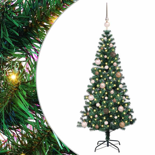 Artificial Pre-lit Christmas Tree Green 150 cm PVC and Metal Artificial Pre-lit Christmas Tree Green 150 cm PVC and Metal