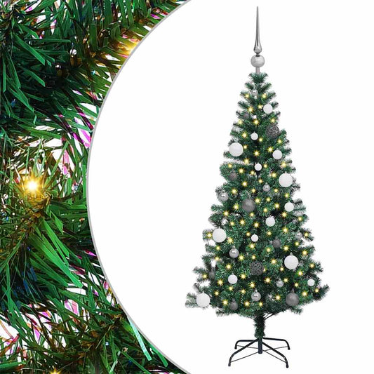 Artificial Pre-lit Christmas Tree Green 150 cm PVC and Metal Artificial Pre-lit Christmas Tree Green 150 cm PVC and Metal
