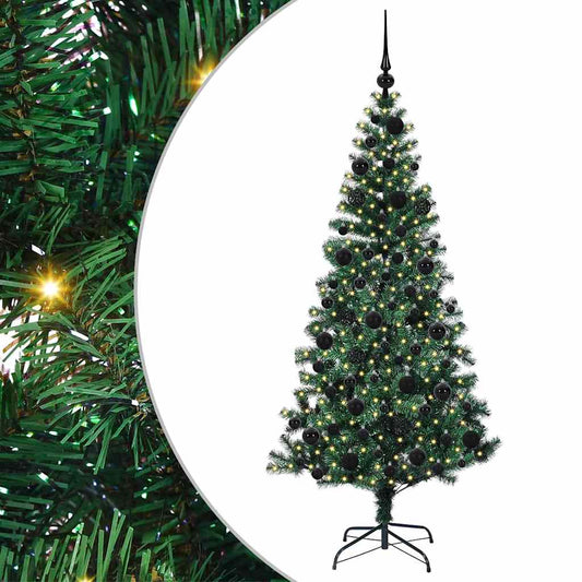 Artificial Pre-lit Christmas Tree Green 180 cm PVC and Metal Artificial Pre-lit Christmas Tree Green 180 cm PVC and Metal