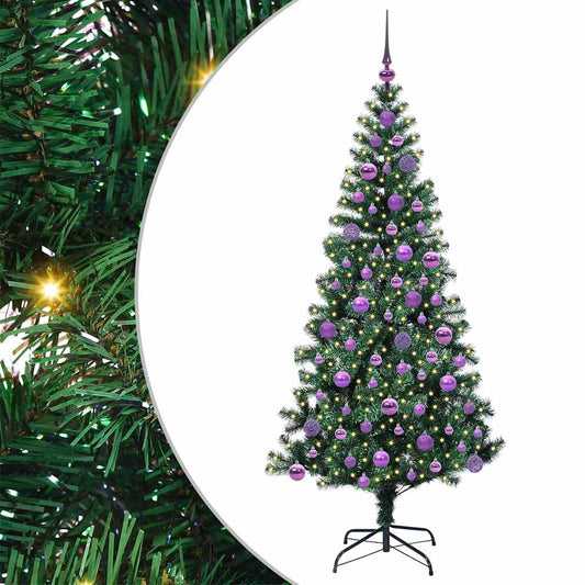 Artificial Pre-lit Christmas Tree Green 180 cm PVC and Metal Artificial Pre-lit Christmas Tree Green 180 cm PVC and Metal