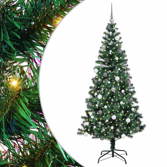 Artificial Pre-lit Christmas Tree Green 210 cm PVC and Metal Artificial Pre-lit Christmas Tree Green 210 cm PVC and Metal