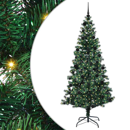 Artificial Pre-lit Christmas Tree Green 210 cm PVC and Metal Artificial Pre-lit Christmas Tree Green 210 cm PVC and Metal