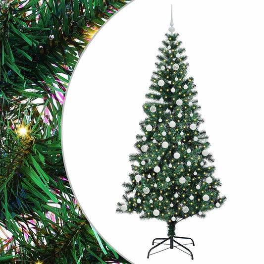 Artificial Pre-lit Christmas Tree Green 210 cm PVC and Metal Artificial Pre-lit Christmas Tree Green 210 cm PVC and Metal