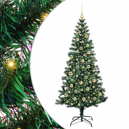 Artificial Pre-lit Christmas Tree Green 210 cm PVC and Metal Artificial Pre-lit Christmas Tree Green 210 cm PVC and Metal