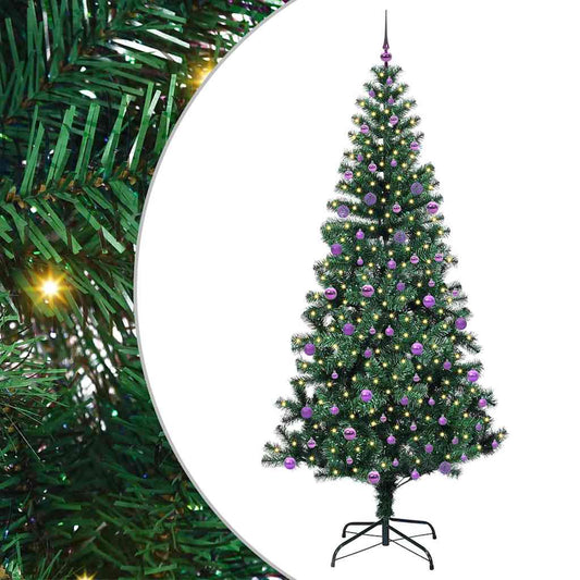 Artificial Pre-lit Christmas Tree Green 240 cm PVC and Metal Artificial Pre-lit Christmas Tree Green 240 cm PVC and Metal