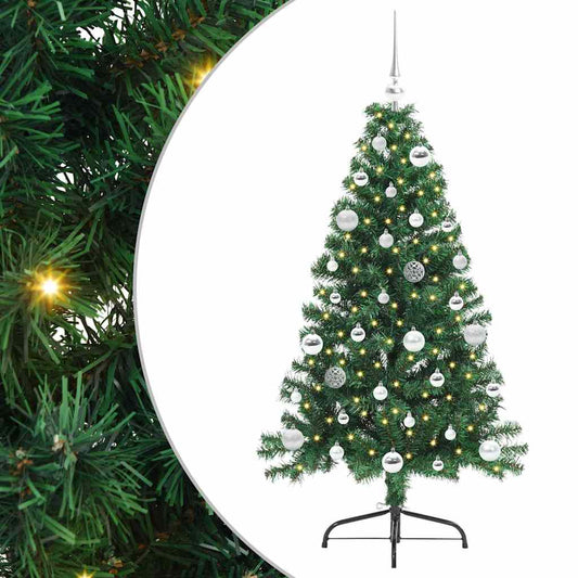 Artificial Pre-lit Christmas Tree Green 150 cm PVC Artificial Pre-lit Christmas Tree Green 150 cm PVC