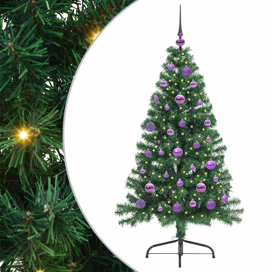 Artificial Pre-lit Christmas Tree Green 150 cm PVC Artificial Pre-lit Christmas Tree Green 150 cm PVC