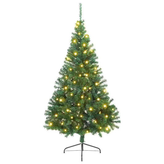 Artificial Pre-lit Christmas Tree Green 180 cm PVC Artificial Pre-lit Christmas Tree Green 180 cm PVC