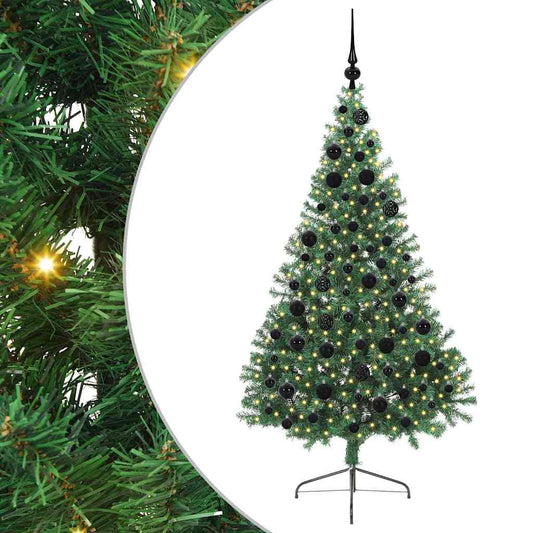 Artificial Pre-lit Christmas Tree Green 180 cm PVC Artificial Pre-lit Christmas Tree Green 180 cm PVC