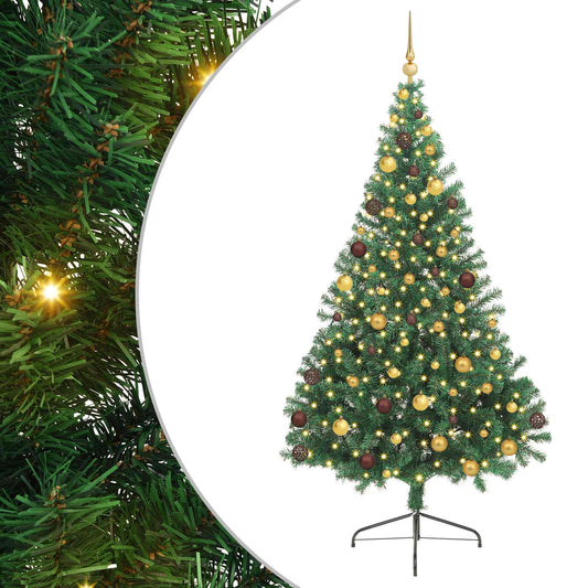 Artificial Pre-lit Christmas Tree Green 210 cm PVC Artificial Pre-lit Christmas Tree Green 210 cm PVC