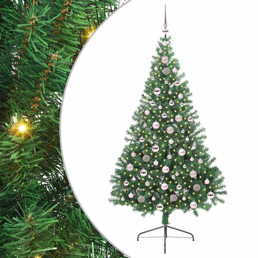 Artificial Pre-lit Christmas Tree Green 210 cm PVC Artificial Pre-lit Christmas Tree Green 210 cm PVC