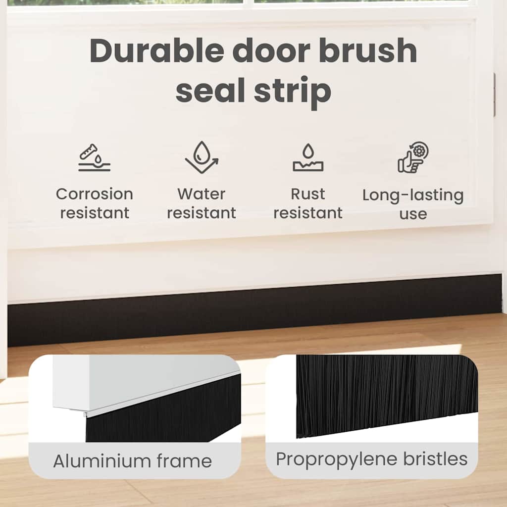 Screw-on Door Brush Seals 2 pcs White 100 cm Aluminium Alloy