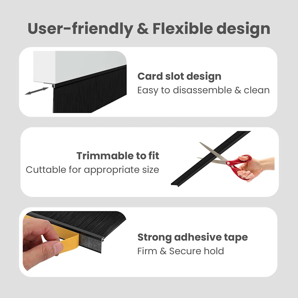 Self-adhesive Door Brush Seals 2 pcs Black 100 cm