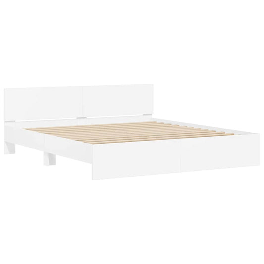 Bed Frame with Headboard White 137 x 190 cm Engineered Wood Bed Frame with Headboard White 137 x 190 cm Engineered Wood