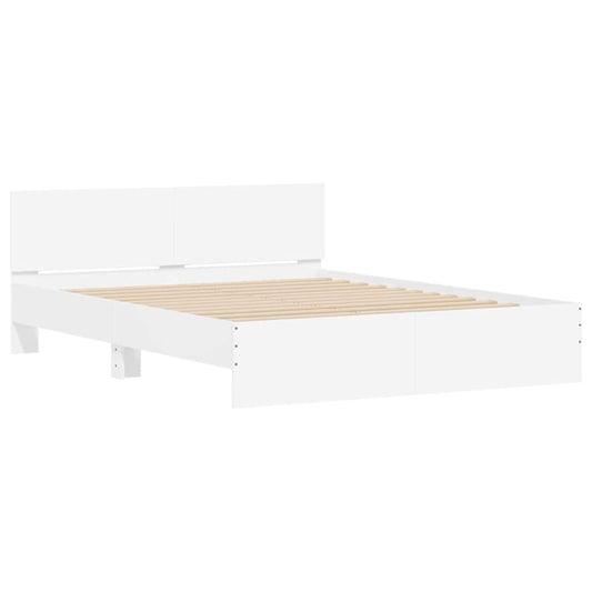 Bed Frame with Headboard White 152 x 203 cm Engineered Wood Bed Frame with Headboard White 152 x 203 cm Engineered Wood