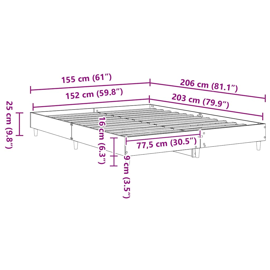 Bed Frame 2 pcs White 152 x 203 cm Engineered Wood