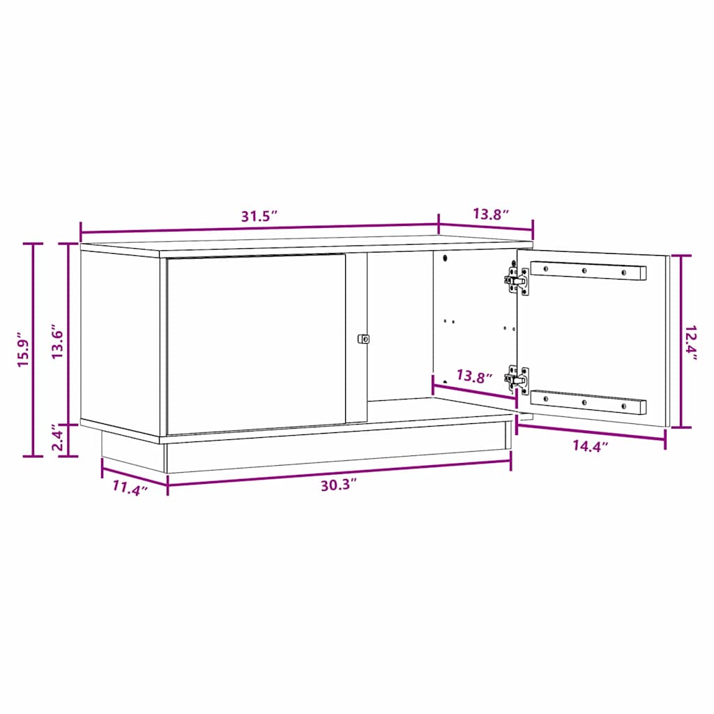 TV Cabinet Wax Brown 80 x 35 x 40.5 cm Solid Pine Wood