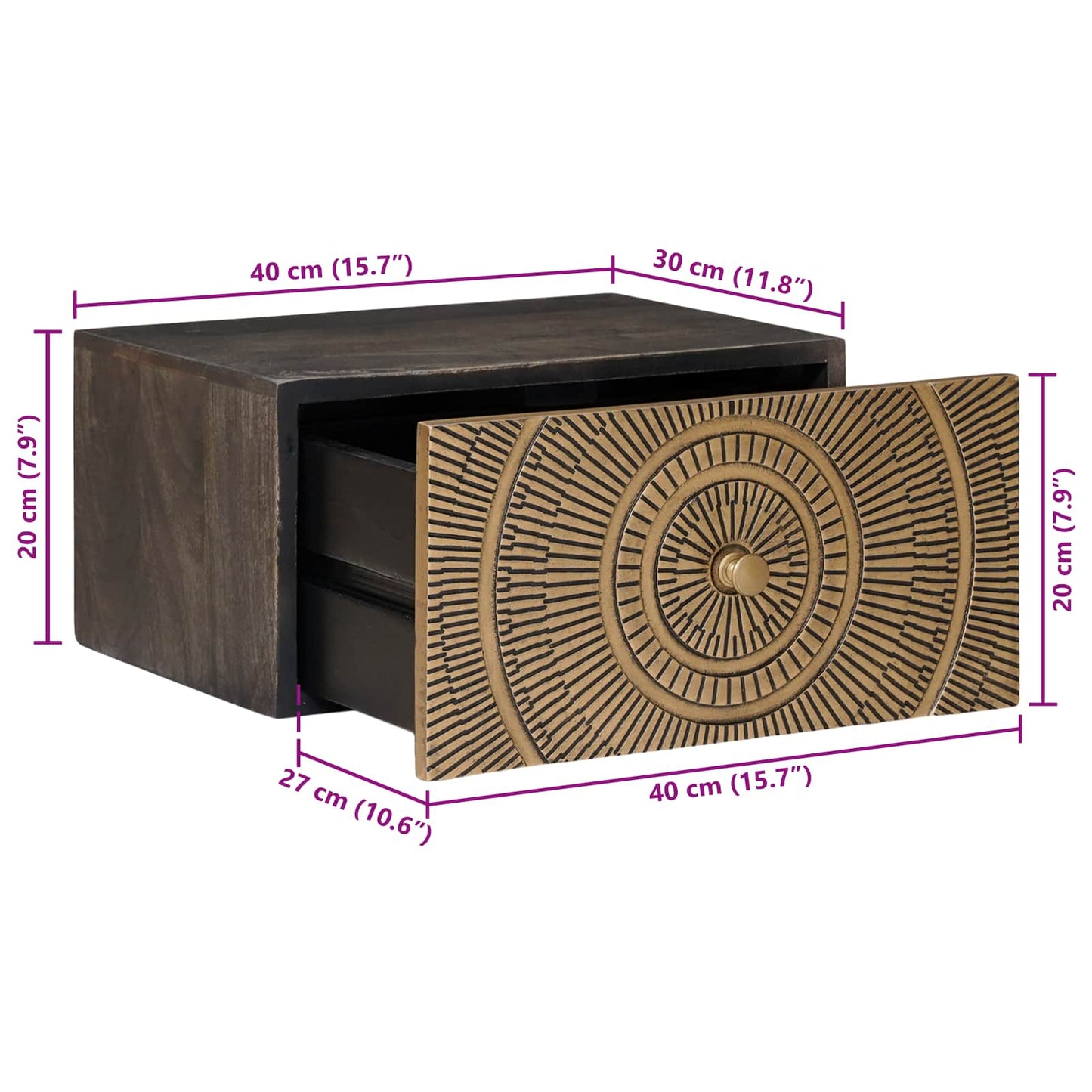 Handmade Bedside Cabinet Coffee Brown 40 x 30 x 20 cm