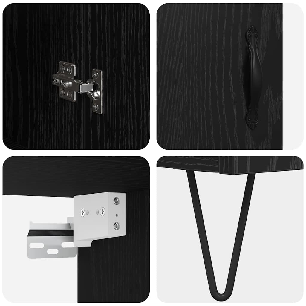 Highboard Black Oak 69.5 x 34 x 90 cm Engineered Wood