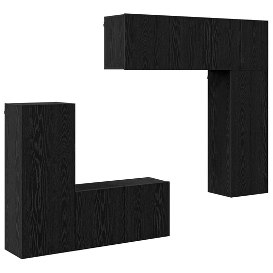TV Wall Unit Wall-mounted 5 pcs Black oak Engineered Wood TV Wall Unit Wall-mounted 5 pcs Black oak Engineered Wood