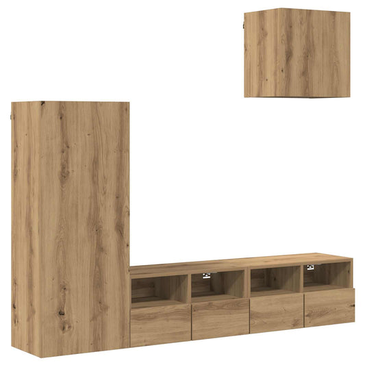TV Wall Units 4 pcs Artisan Oak Engineered Wood TV Wall Units 4 pcs Artisan Oak Engineered Wood