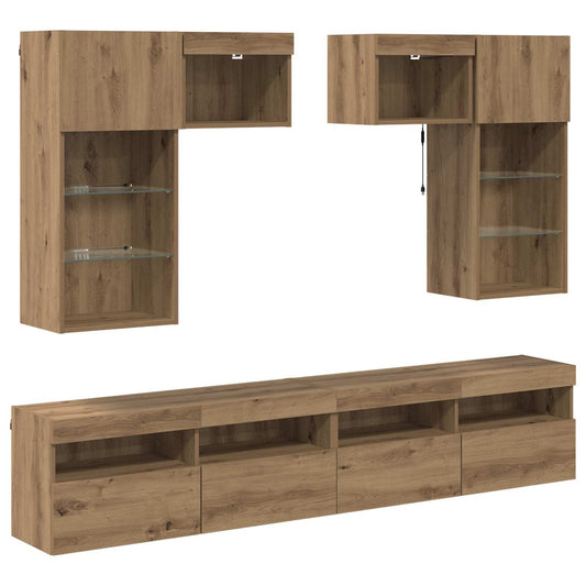 TV Wall Units Wall-mounted 6 pcs Old Wood Engineered Wood TV Wall Units Wall-mounted 6 pcs Old Wood Engineered Wood