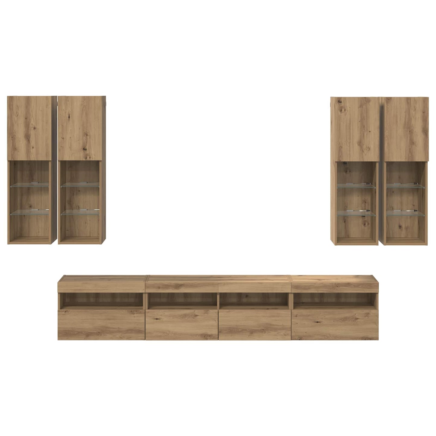 TV Wall Cabinet Set with LED Lights with LED 7 pcs Artisan oak