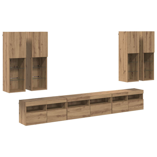TV Wall Cabinet Set 7 pcs Artisan Oak Engineered Wood TV Wall Cabinet Set 7 pcs Artisan Oak Engineered Wood