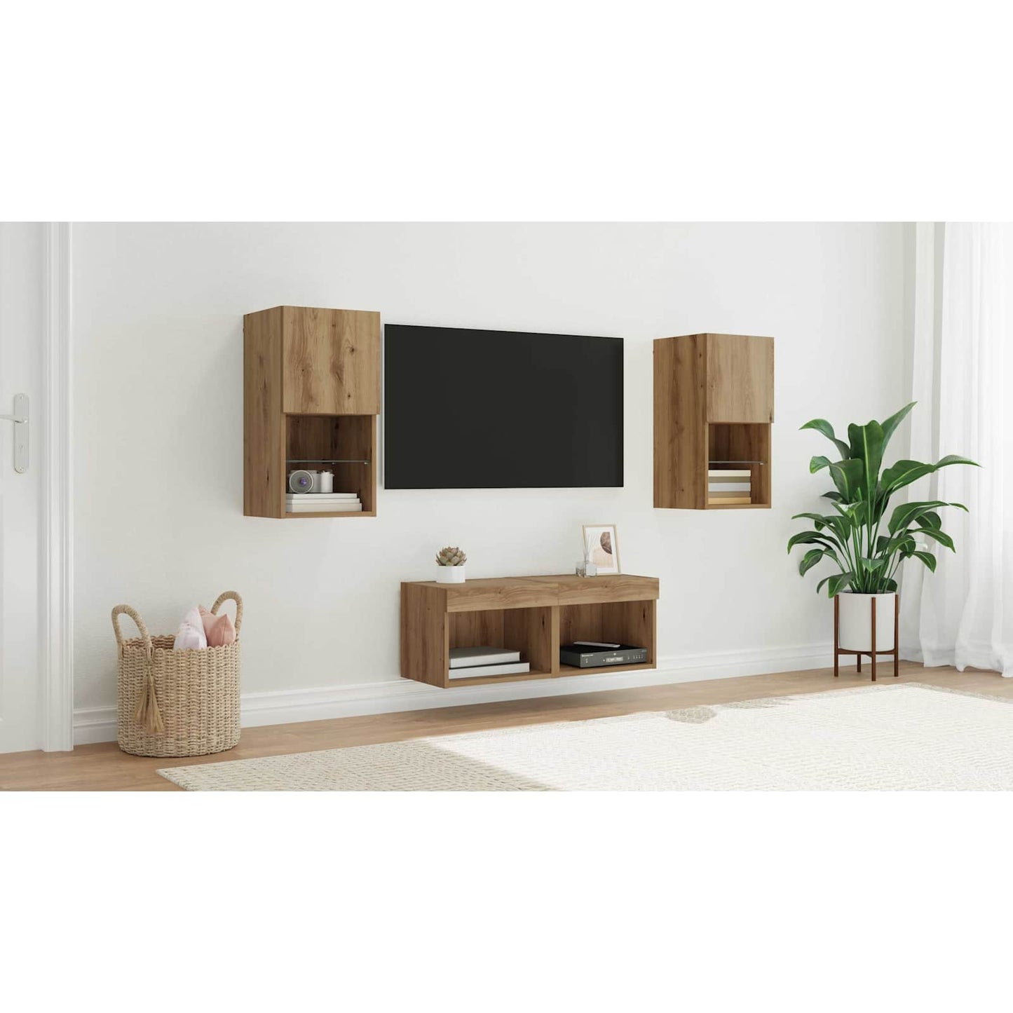 TV Wall Cabinets Wall-mounted 4 pcs Artisan Oak Engineered Wood