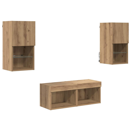 TV Wall Cabinets Wall-mounted 4 pcs Artisan Oak Engineered Wood TV Wall Cabinets Wall-mounted 4 pcs Artisan Oak Engineered Wood