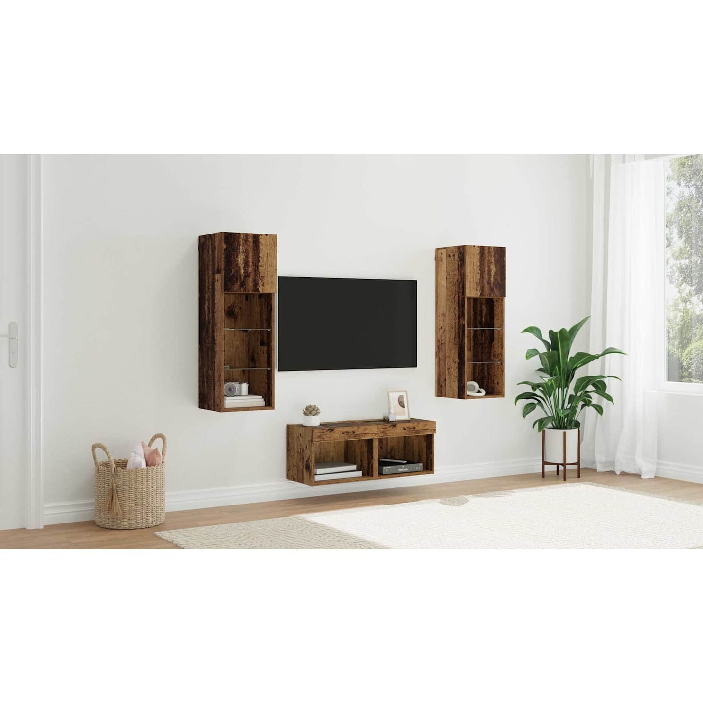 TV Wall Cabinets Wall-mounted 4 pcs Artisan Oak Engineered Wood