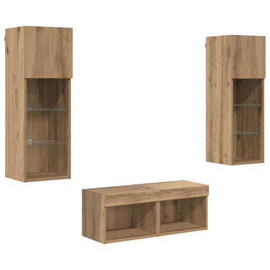 TV Wall Cabinets Wall-mounted 4 pcs Black Oak Engineered Wood TV Wall Cabinets Wall-mounted 4 pcs Black Oak Engineered Wood