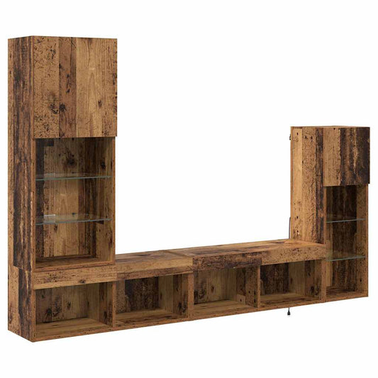TV Wall Units Wall-mounted 4 pcs Old Wood Engineered Wood TV Wall Units Wall-mounted 4 pcs Old Wood Engineered Wood