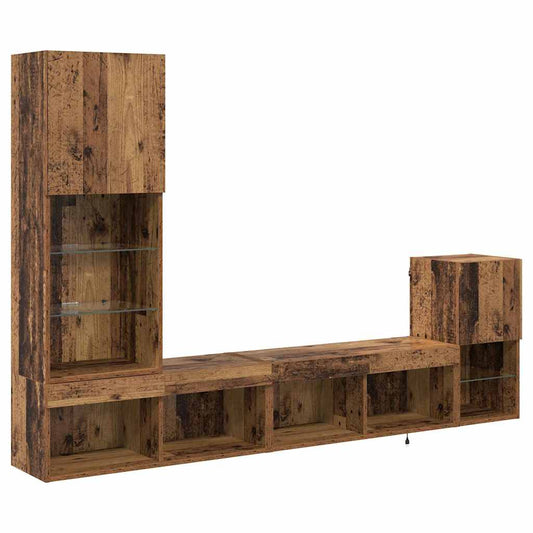 TV Wall Units with LED Strip Lights Old Wood Engineered Wood TV Wall Units with LED Strip Lights Old Wood Engineered Wood