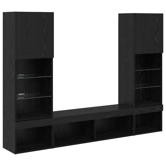 TV Wall Units with LED 5 pcs 40.5 x 30 x 102 cm Black Oak TV Wall Units with LED 5 pcs 40.5 x 30 x 102 cm Black Oak