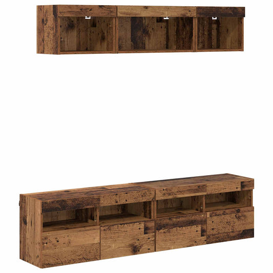 TV Wall Units with LED with LED 5 pcs Old Wood 80 x 30 x 40 cm TV Wall Units with LED with LED 5 pcs Old Wood 80 x 30 x 40 cm