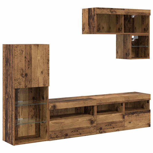 TV Wall Units Wall-mounted 6 pcs Old Wood Engineered Wood TV Wall Units Wall-mounted 6 pcs Old Wood Engineered Wood