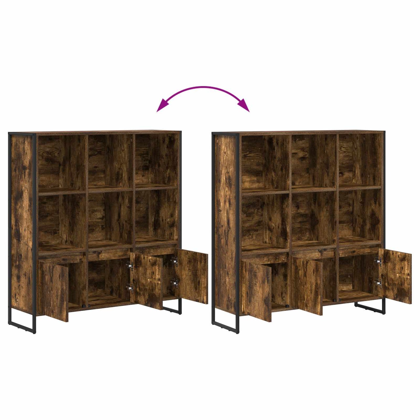 Book Cabinet 2 pcs Smoke Oak 99.5 x 30 x 108 cm Engineered Wood